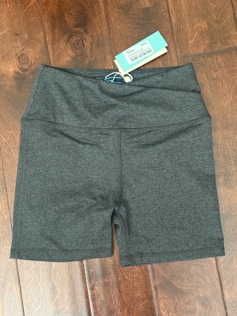 Shore Active Biker Shorts Charcoal Gray High Rise Compression NWT USA - Medium